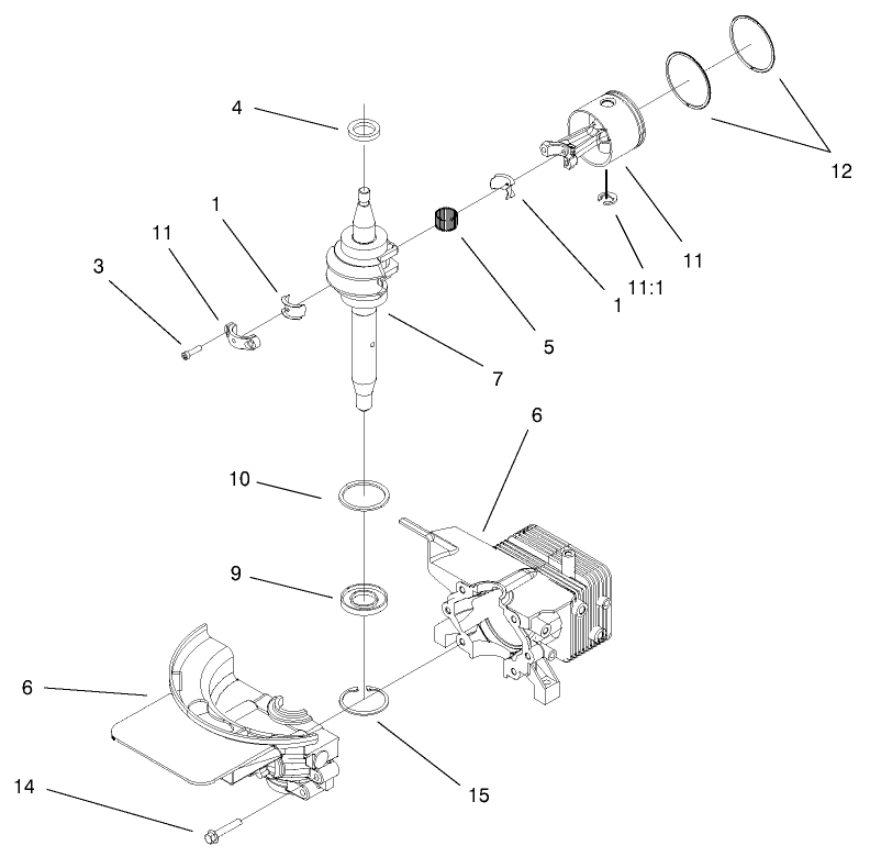 Short Block Assembly Diagram and Parts List for 11003 200000001 - 200999999 Lawn Boy Lawn Mower